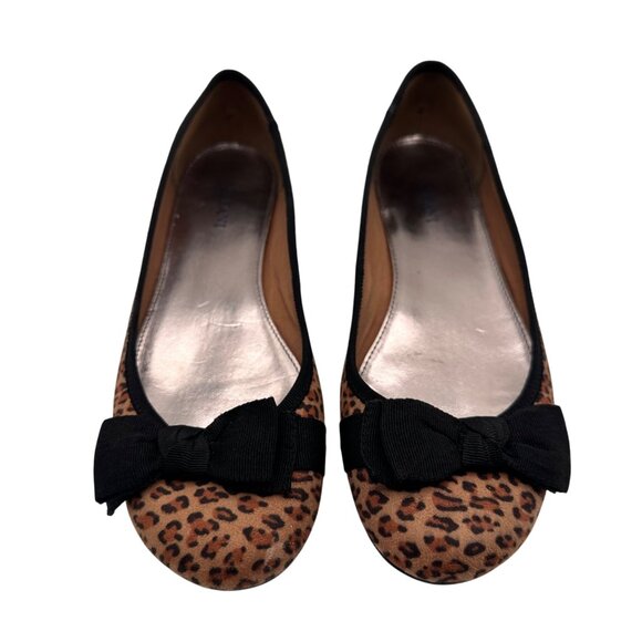 Alfani Size 7.5 Leopard Print Ballet Flats Bow Womens Cushioned Insole Black - Picture 9 of 12